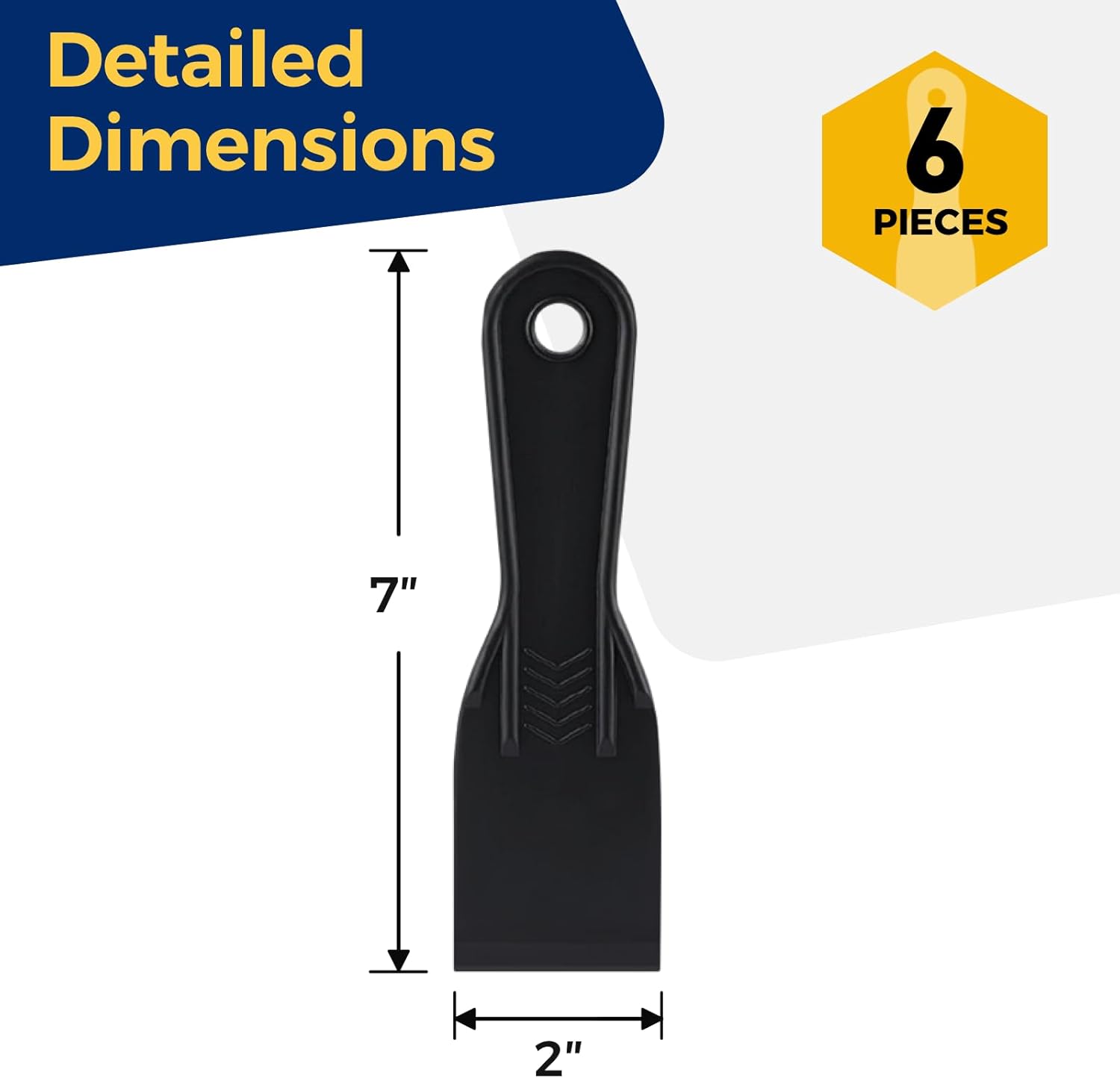 2 Inch Plastic Putty Knives Set, 6Pcs Plastic Putty Filler Knife & Scrapers Tool Non Scratch, Spackle Knife Scraper Tool for Wall Repair, Wallpaper Paint Removal