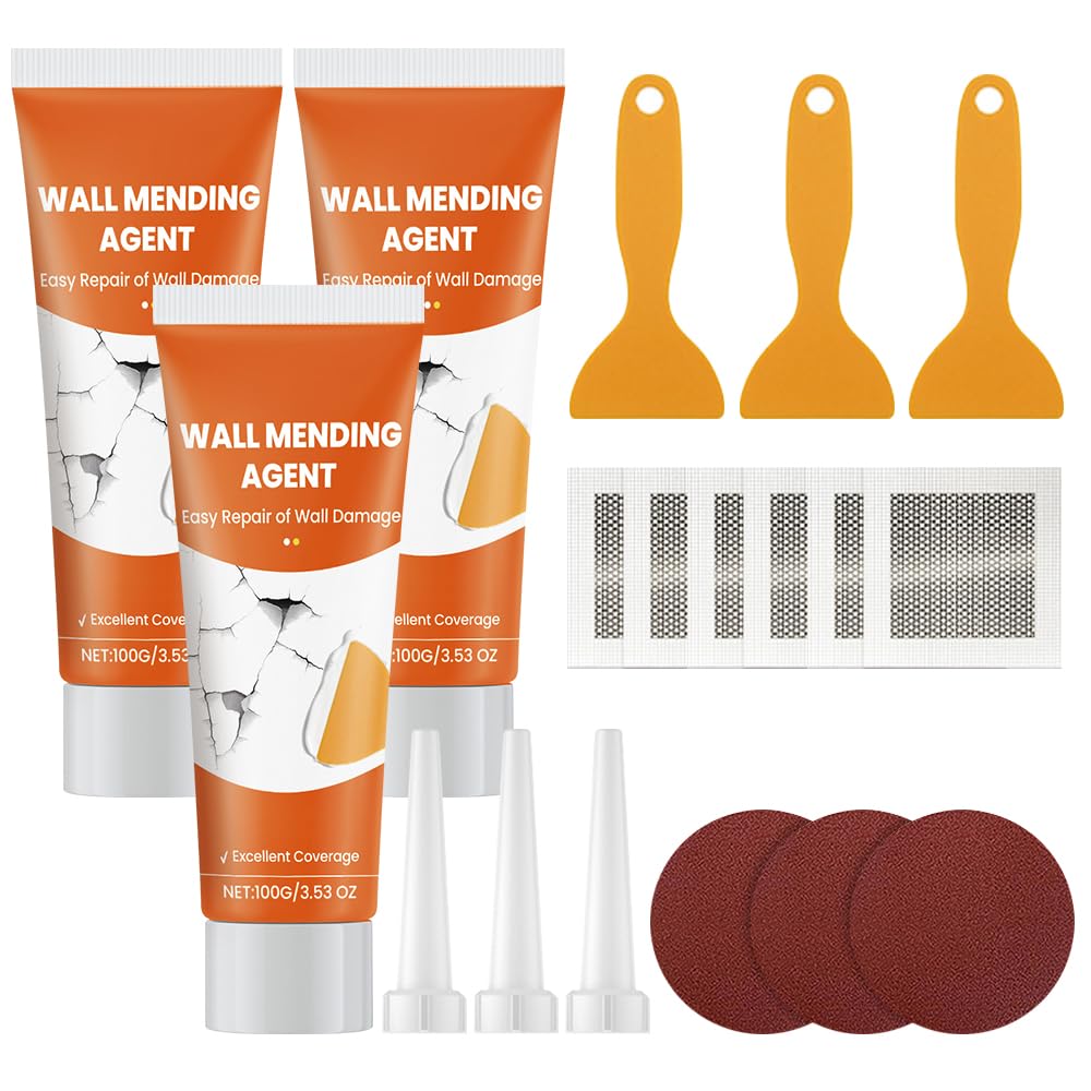 Drywall Repair Kit, Wall Mending Agent with Scraper, Wall Mending Agent Large Hole Drywall Patch, Wall Surface Hole Fill Quick and Easy Solution, Plaster Wall Repair (1 Pcs)