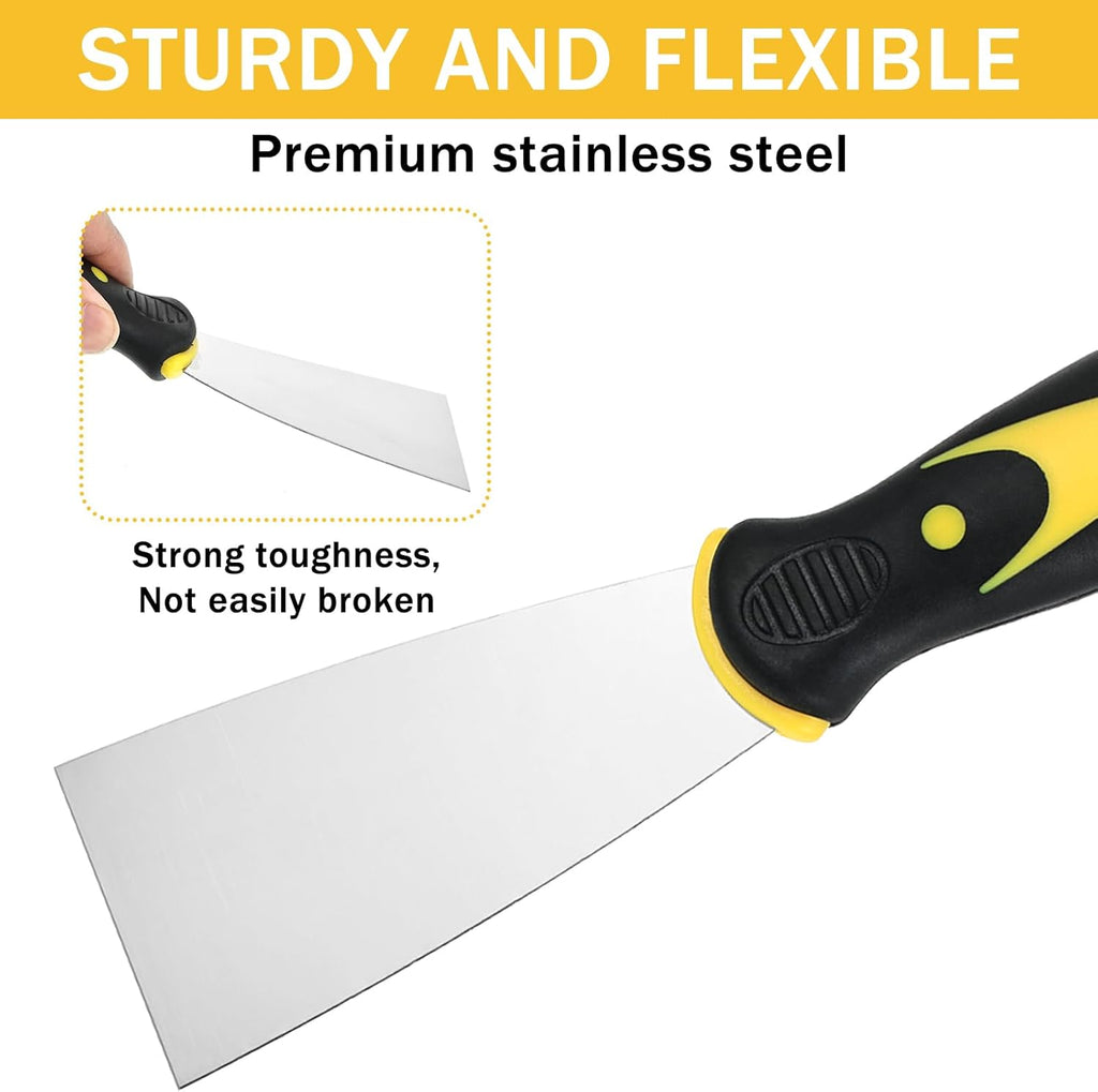 10 PCS 2 Inch Putty Knife Stainless Steel Spackle Knives Paint Scraper No Rusting Flexible Metal Scraper Tools for Repairing Drywall Applying Putty Removing Wallpaper Mud Plaster Scraping