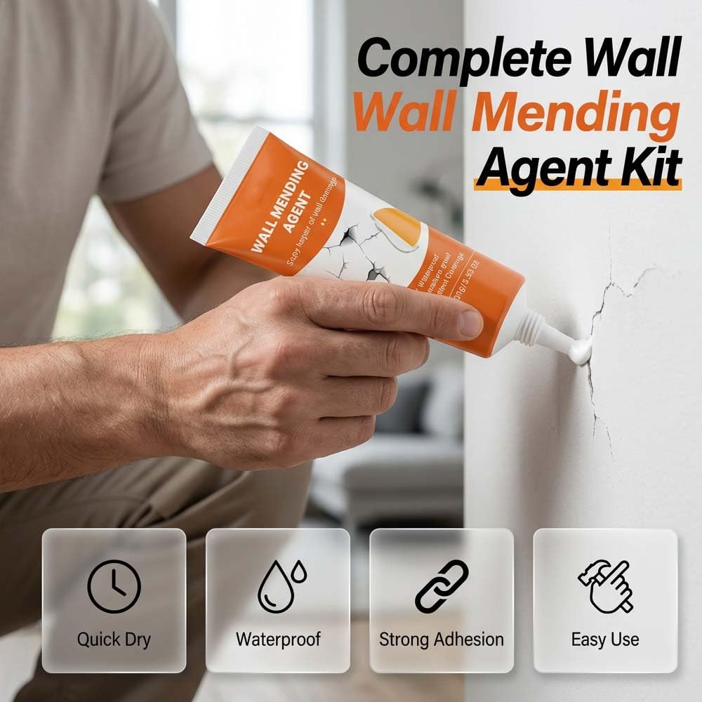 Drywall Repair Kit, Wall Mending Agent with Scraper, Wall Mending Agent Large Hole Drywall Patch, Wall Surface Hole Fill Quick and Easy Solution, Plaster Wall Repair (1 Pcs)