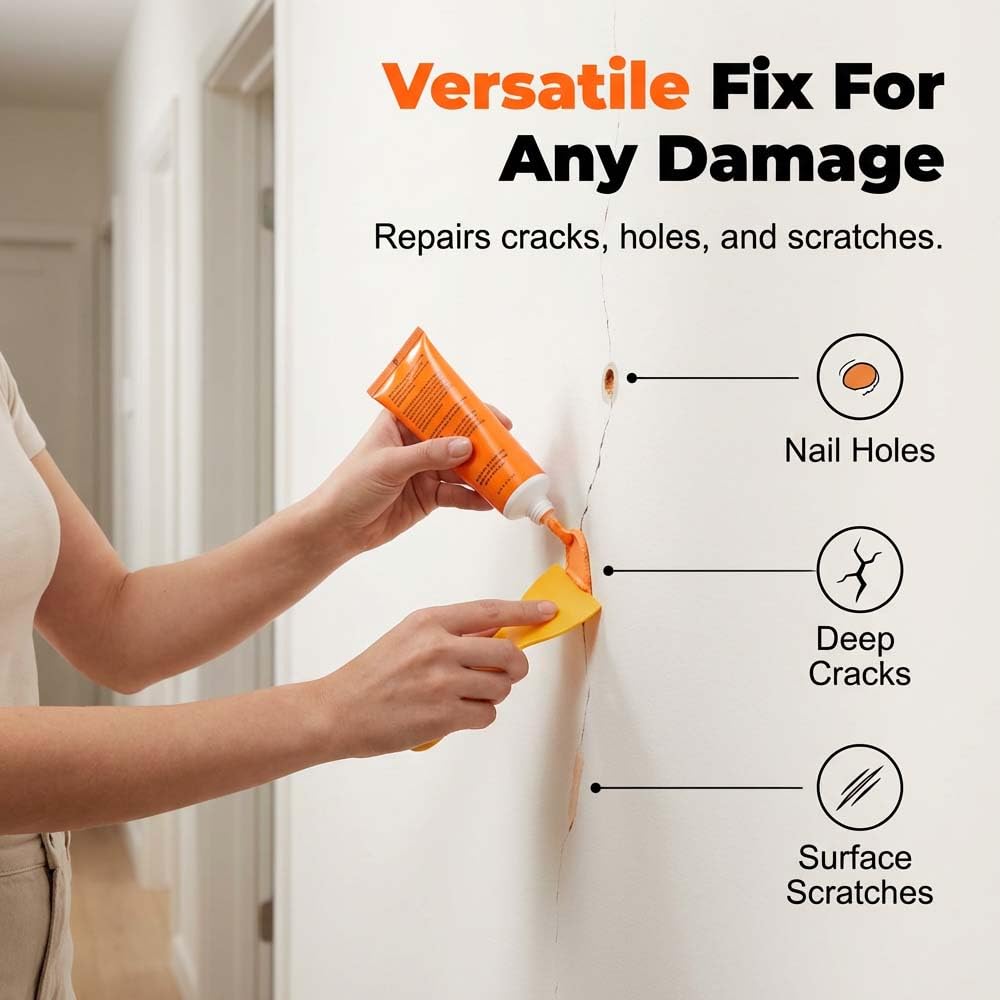 Drywall Repair Kit, Wall Mending Agent with Scraper, Wall Mending Agent Large Hole Drywall Patch, Wall Surface Hole Fill Quick and Easy Solution, Plaster Wall Repair (1 Pcs)