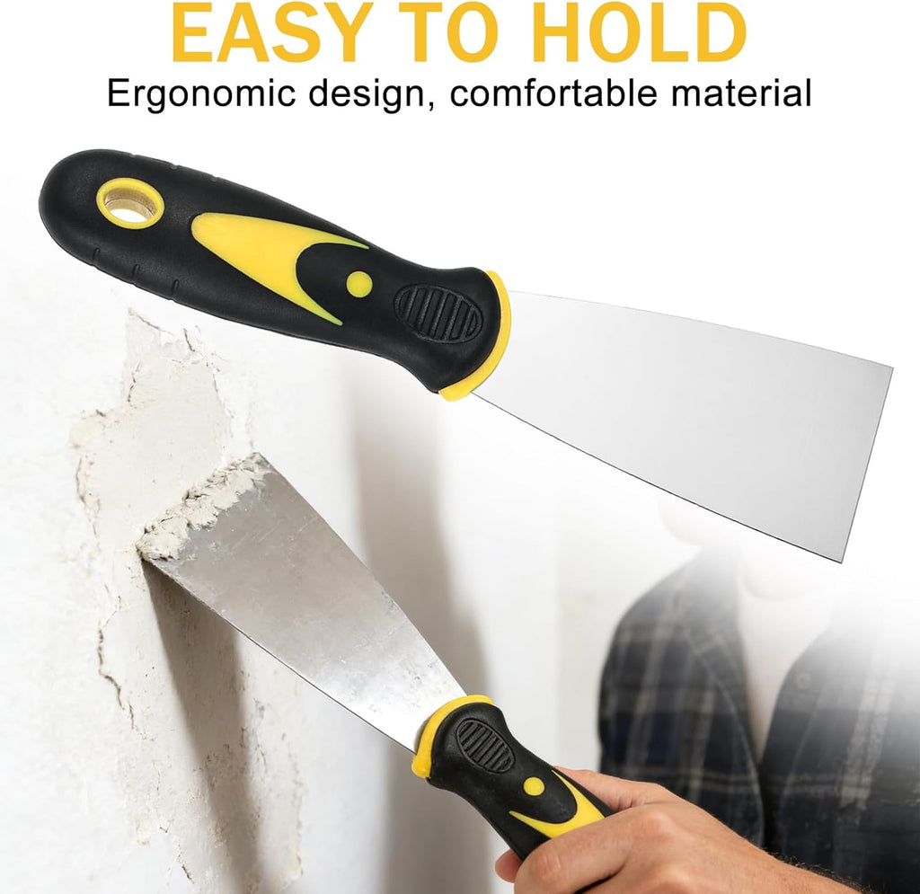 10 PCS 2 Inch Putty Knife Stainless Steel Spackle Knives Paint Scraper No Rusting Flexible Metal Scraper Tools for Repairing Drywall Applying Putty Removing Wallpaper Mud Plaster Scraping