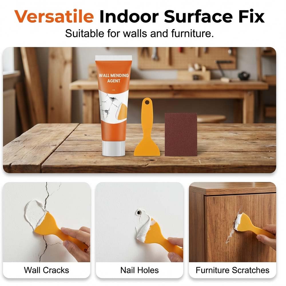 Drywall Repair Kit, Wall Mending Agent with Scraper, Wall Mending Agent Large Hole Drywall Patch, Wall Surface Hole Fill Quick and Easy Solution, Plaster Wall Repair (1 Pcs)