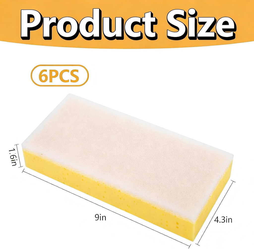 6 Pack Drywall Sanding Sponge，Reusable Drywall Wet Sanding Sponge, 9 x 4.6 x 1.6Inch Dusting Sponge for Smoothing and Finishing Drywall, Walls, and Surfaces (6)