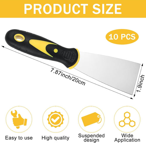 10 PCS 2 Inch Putty Knife Stainless Steel Spackle Knives Paint Scraper No Rusting Flexible Metal Scraper Tools for Repairing Drywall Applying Putty Removing Wallpaper Mud Plaster Scraping