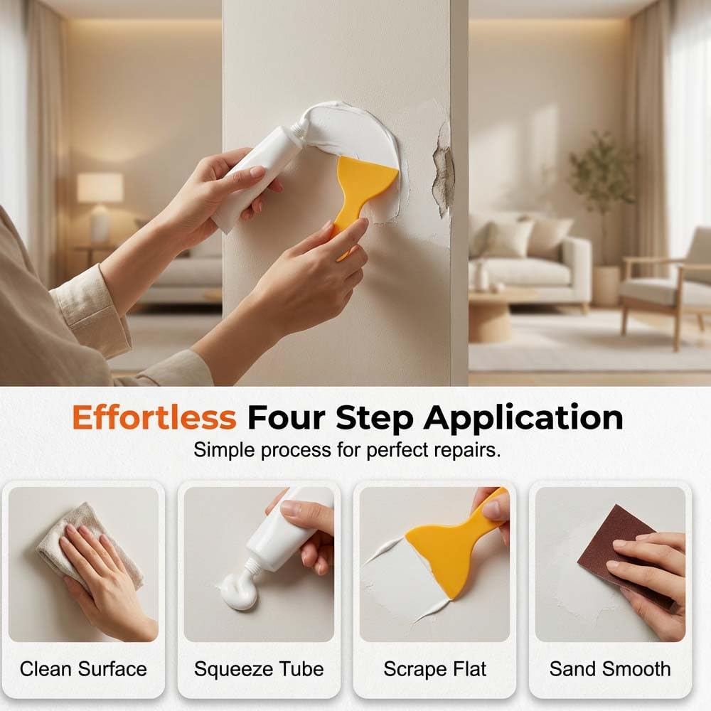 Drywall Repair Kit, Wall Mending Agent with Scraper, Wall Mending Agent Large Hole Drywall Patch, Wall Surface Hole Fill Quick and Easy Solution, Plaster Wall Repair (1 Pcs)
