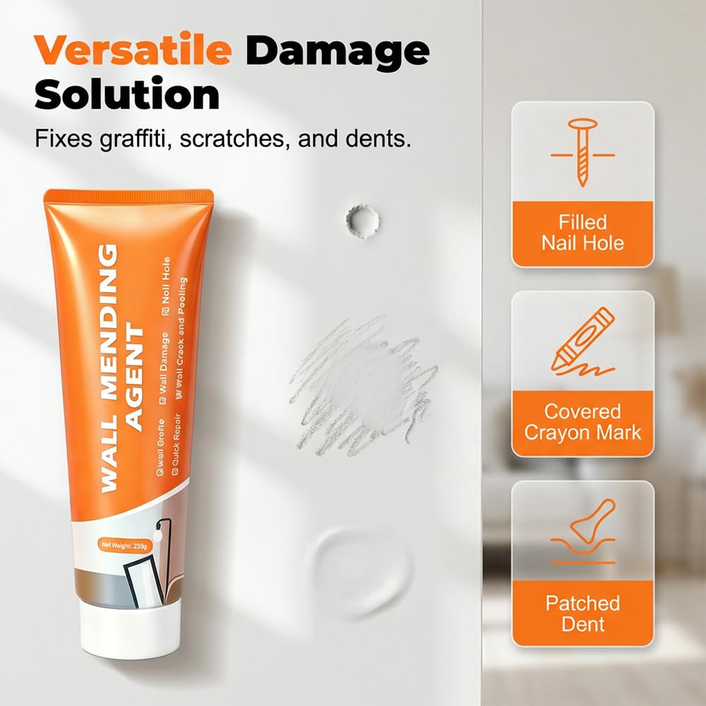 Efficient Drywall Repair Kit with Scraper, 2026 Upgrade Drywall Repair Kit, Wall Mending Agent,Wall Spackle with Scraper, Wall Surface Hole Fill Quick and Easy Solution (3pcs)