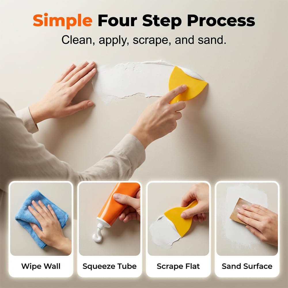 Efficient Drywall Repair Kit with Scraper, 2026 Upgrade Drywall Repair Kit, Wall Mending Agent,Wall Spackle with Scraper, Wall Surface Hole Fill Quick and Easy Solution (3pcs)