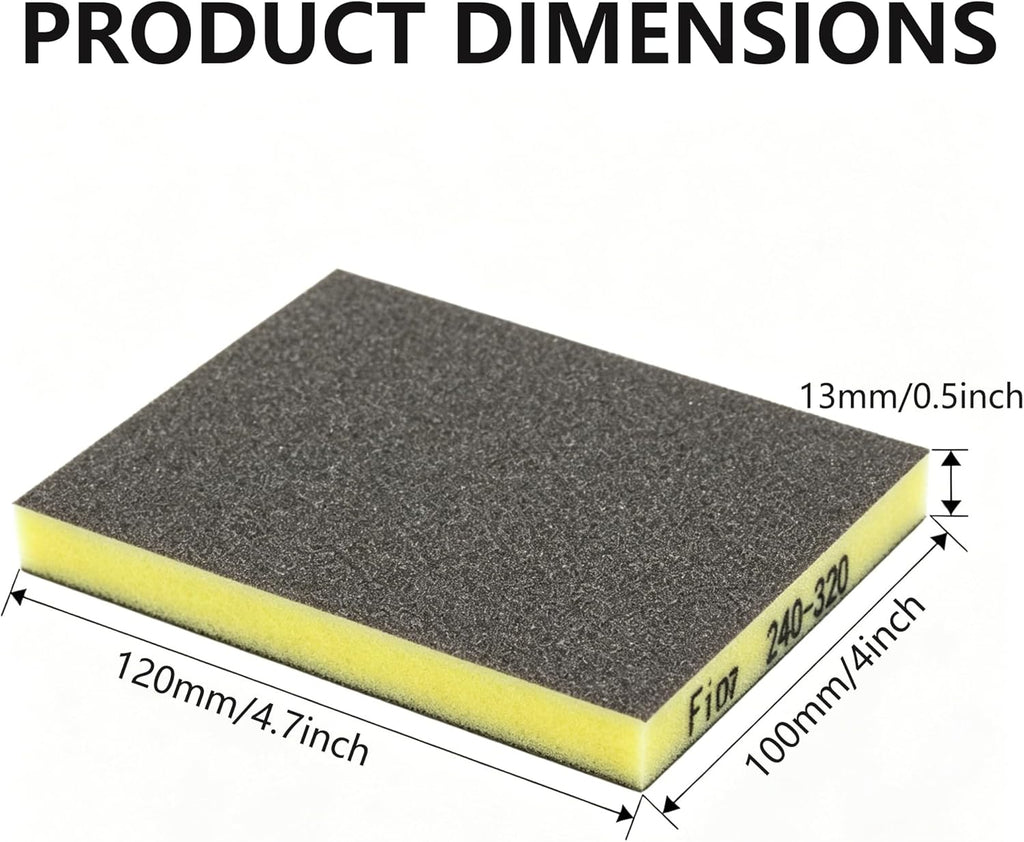 IRISFLY 10 Pack Sanding Sponge, Washable and Reusable Sanding Blocks,Wet Dry Sand Paper Assortment Pack for Wood Drywall Metal Furniture (120-180#,240-320#,500-600#,800-1000#,1200-1500#)