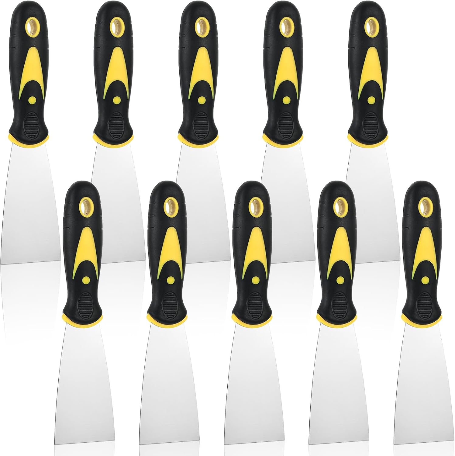 10 PCS 2 Inch Putty Knife Stainless Steel Spackle Knives Paint Scraper No Rusting Flexible Metal Scraper Tools for Repairing Drywall Applying Putty Removing Wallpaper Mud Plaster Scraping