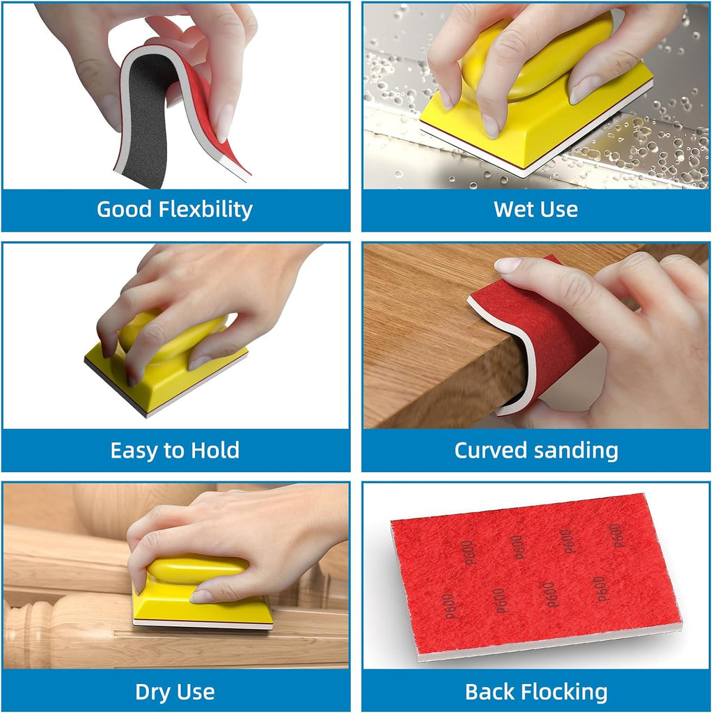 BURMONG 25PCS Sanding Sponge Set 80–3000 Grit, Reusable 3×4 Inch Wet Dry Foam Sanding Blocks for Wood, Furniture, Metal & Drywall (80-3000 Grit Set)