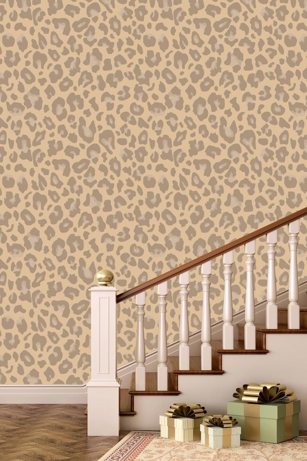 Peel and Stick Wallpaper, Extra Thick Self Adhesive Removable Wallpaper, Leopard Print Animal Pattern, Beige Neutral for Bedroom Living Room 17.7in x 124in