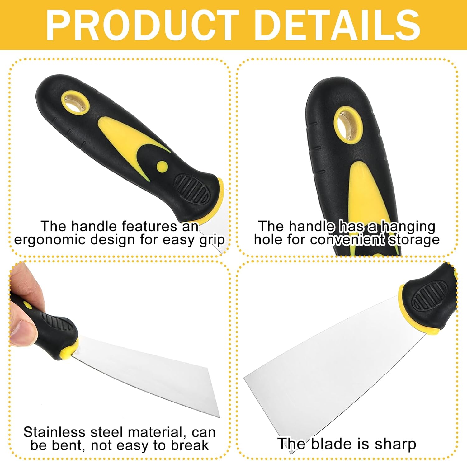 10 PCS 2 Inch Putty Knife Stainless Steel Spackle Knives Paint Scraper No Rusting Flexible Metal Scraper Tools for Repairing Drywall Applying Putty Removing Wallpaper Mud Plaster Scraping