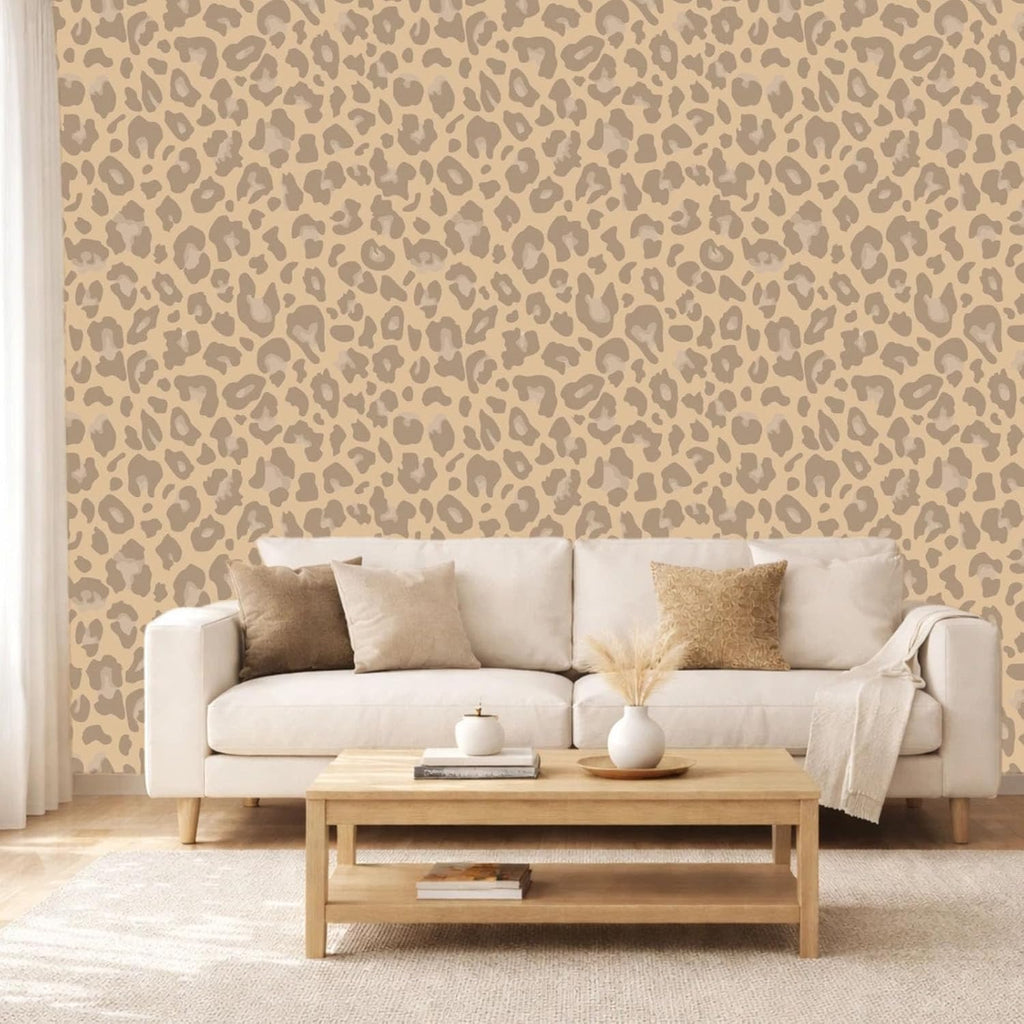 Peel and Stick Wallpaper, Extra Thick Self Adhesive Removable Wallpaper, Leopard Print Animal Pattern, Beige Neutral for Bedroom Living Room 17.7in x 124in