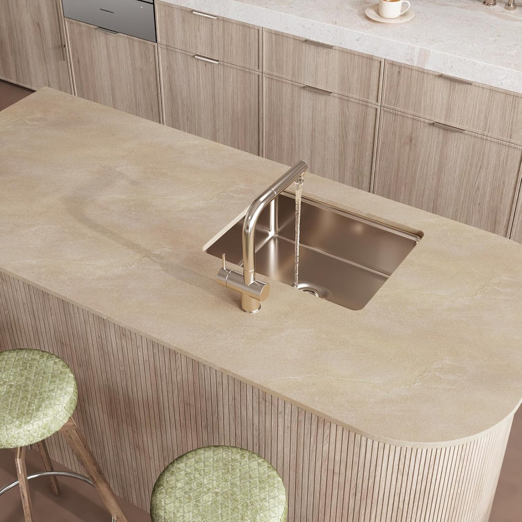 15.7''x315'' Khaki Light Beige Marble Contact Paper for Countertops Thick Kitchen Granite Contact Paper Waterproof Peel and Stick Renter Friendly Wallpaper for Countertops Bathroom Cabinet