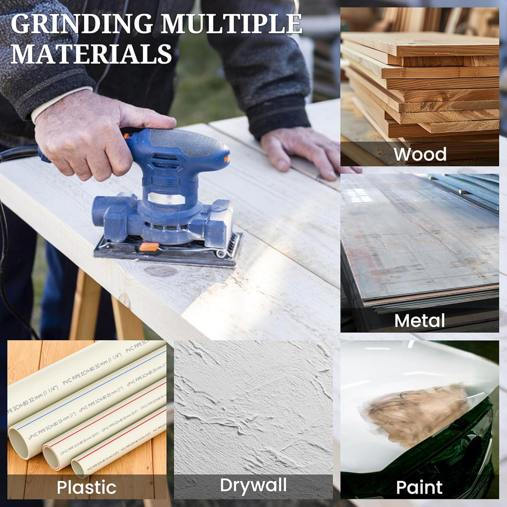 3x5 Inch Sanding Sheets, 80x133mm Film Sandpaper Compatible with Festool RTS 400 Sander, 60 to 220 Grit Hook & Loop 14-Hole Sand Paper for Car Paint, Metal, Wood and Drywall, 50 Pack