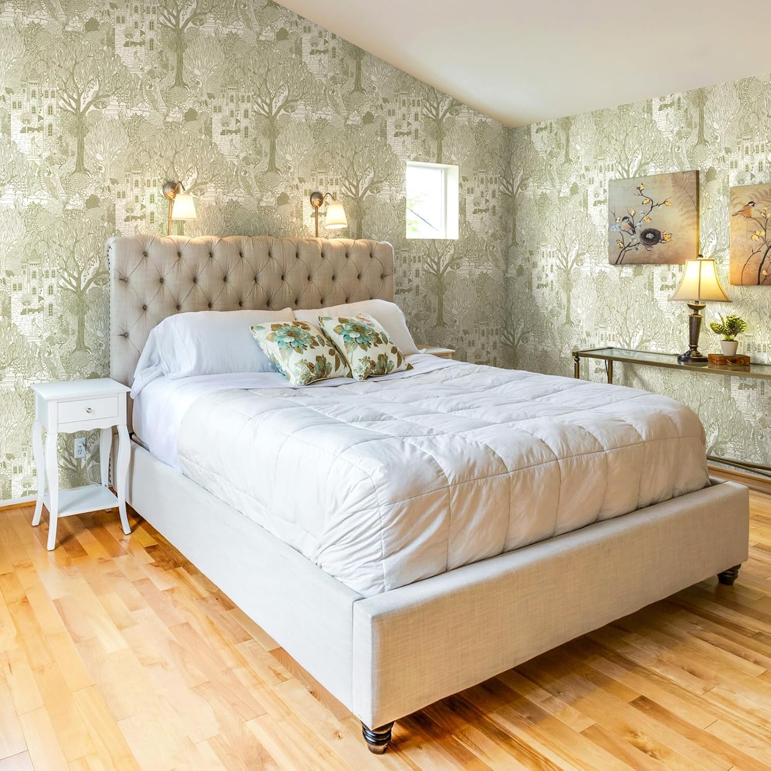Toile Wallpaper Peel and Stick Neutral Tree Forest Contact Paper 393inL 17.3inW Self Adhesive Removable Fairytale Nursery Wallpaper for Bedroom Castle Cottage Contact Paper for Shelves Walls
