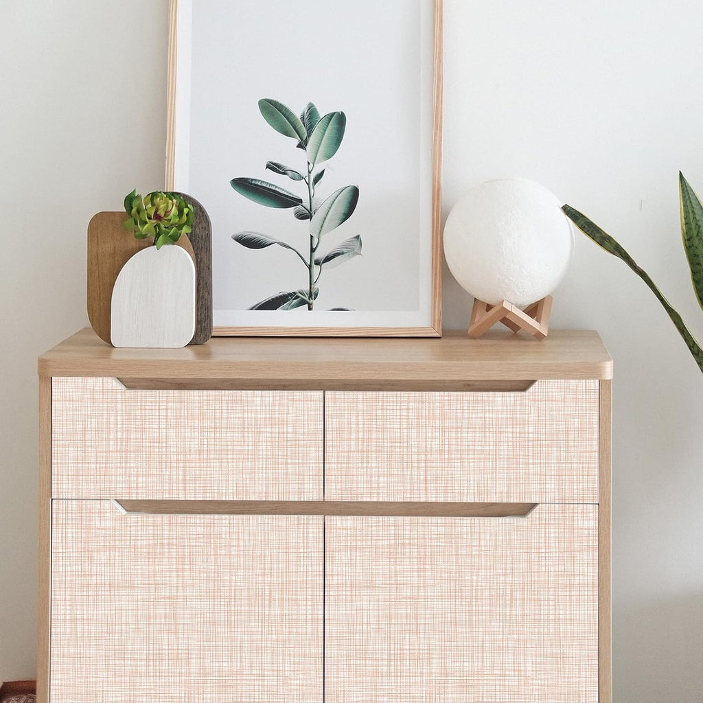 Amiya Beige Peel and Stick Wallpaper Faux Grasscloth Textured Self Adhesive Vinyl Contact Paper Fabric Linen Removable Waterproof Wall Paper for Cabinets Furniture Drawers 17.3"x120"
