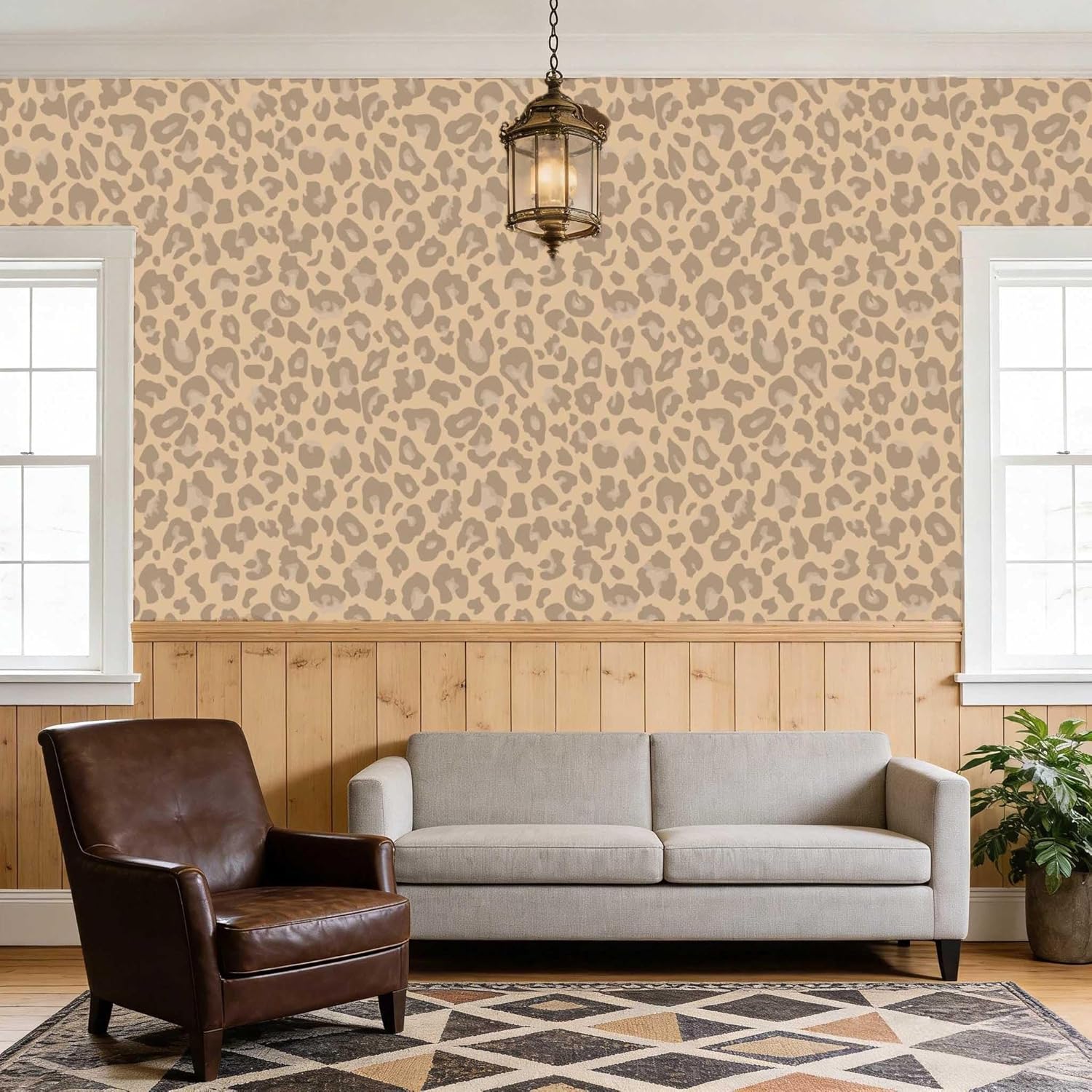 Peel and Stick Wallpaper, Extra Thick Self Adhesive Removable Wallpaper, Leopard Print Animal Pattern, Beige Neutral for Bedroom Living Room 17.7in x 124in