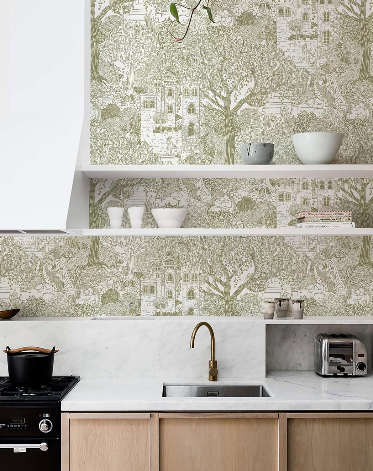 Toile Wallpaper Peel and Stick Neutral Tree Forest Contact Paper 393inL 17.3inW Self Adhesive Removable Fairytale Nursery Wallpaper for Bedroom Castle Cottage Contact Paper for Shelves Walls