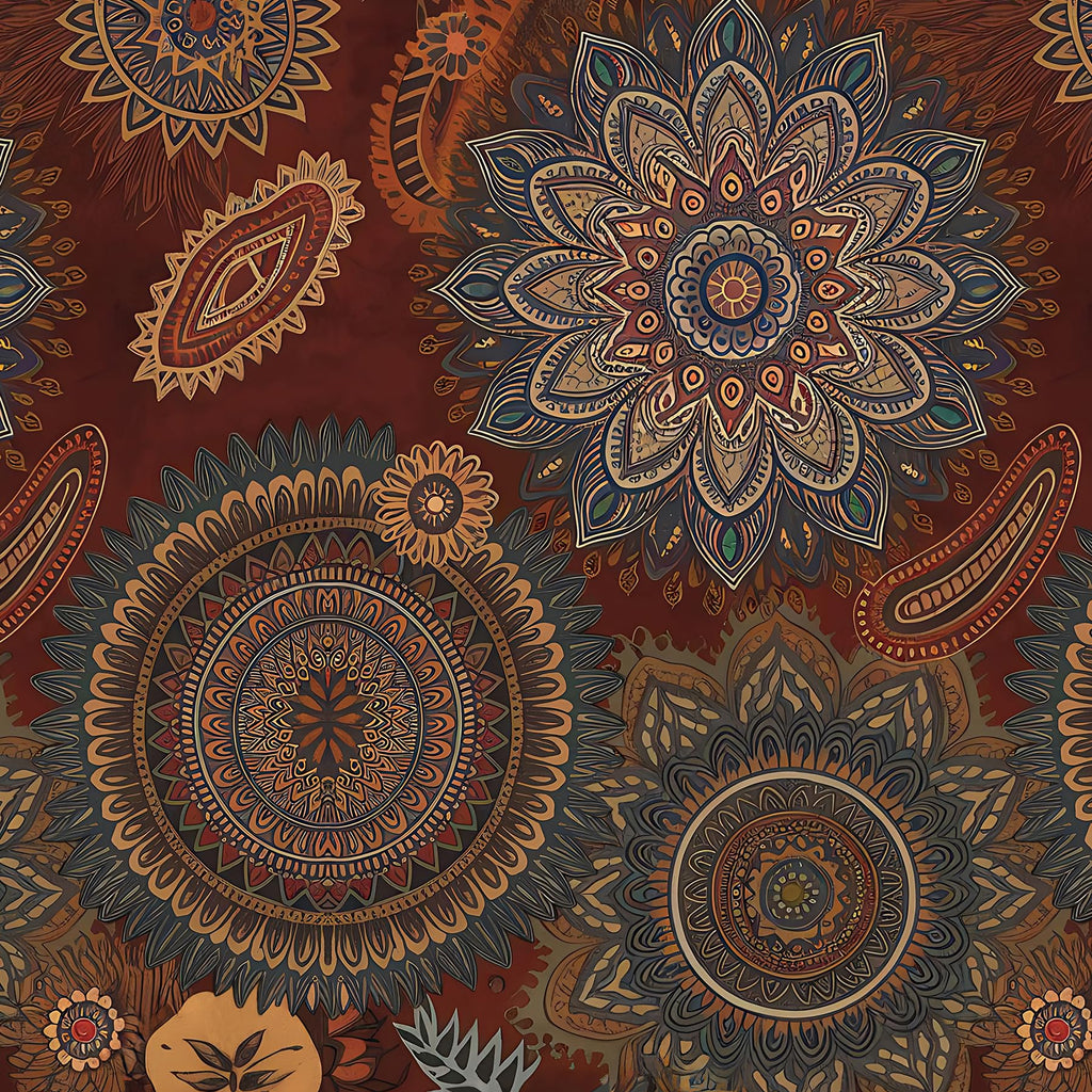 Boho Traditional Wallpaper Peel and Stick Dark Red Floral Wallpaper Boho Burgundy Gold Green Maroon Vintage Bohemian Bold Moody Floral Contact Paper Self Adhesive Vinyl Removable 17.5x80