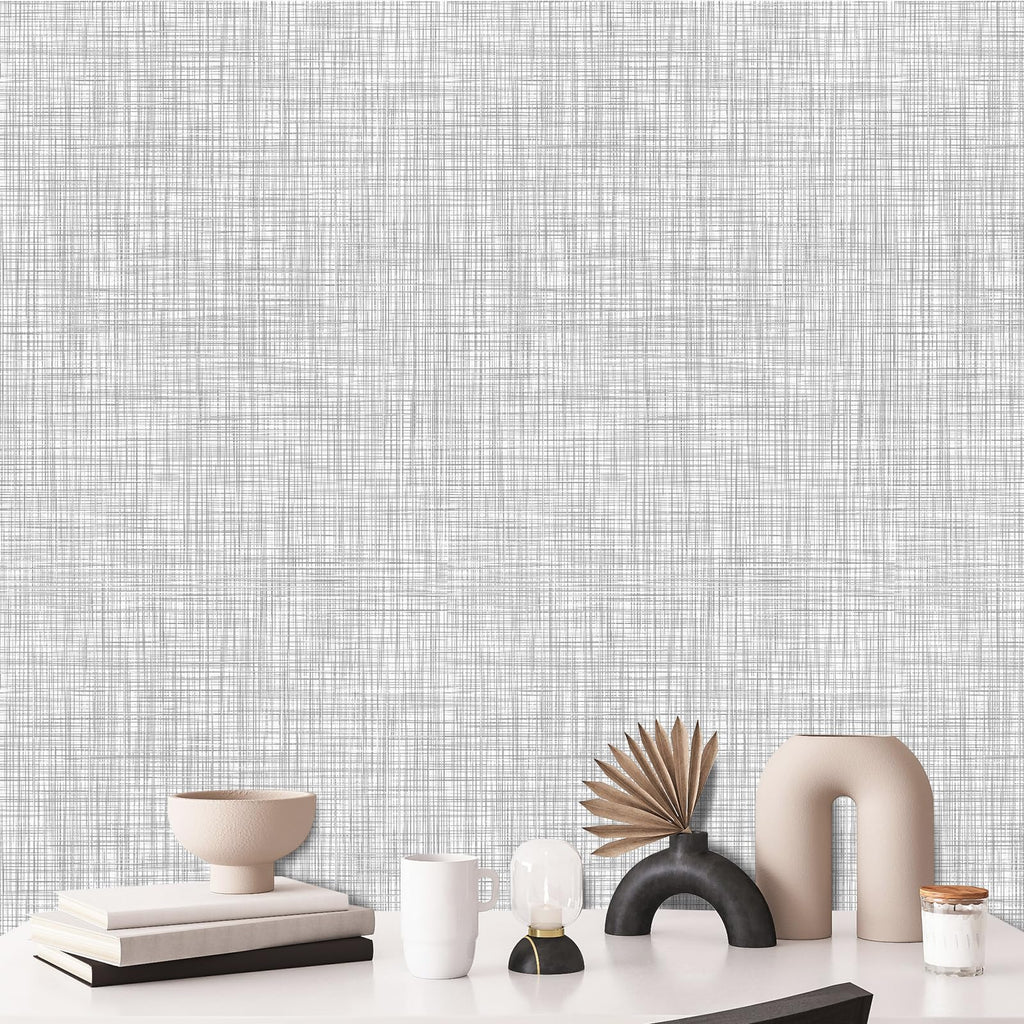 Amiya Beige Peel and Stick Wallpaper Faux Grasscloth Textured Self Adhesive Vinyl Contact Paper Fabric Linen Removable Waterproof Wall Paper for Cabinets Furniture Drawers 17.3"x120"