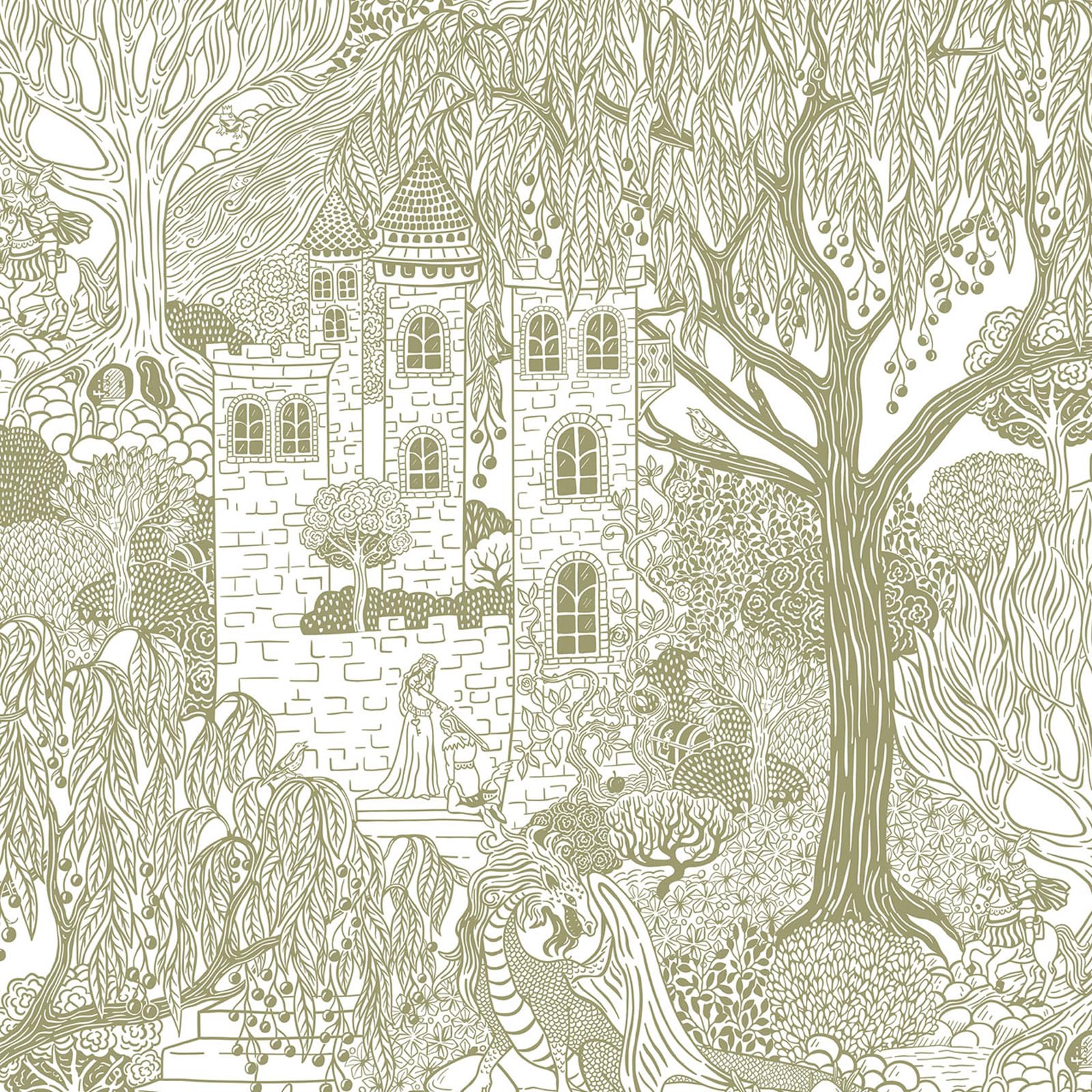 Toile Wallpaper Peel and Stick Neutral Tree Forest Contact Paper 393inL 17.3inW Self Adhesive Removable Fairytale Nursery Wallpaper for Bedroom Castle Cottage Contact Paper for Shelves Walls
