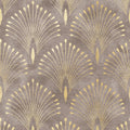 Art Deco Peel and Stick Wallpaper Peacock Feather Geometric Vintage Elegant Neutral Metallic Gold Brown Tan Accent Wallpaper Renter Friendly Modern Vintage Contact Paper for Cabinets 17.5x80 HelloWall