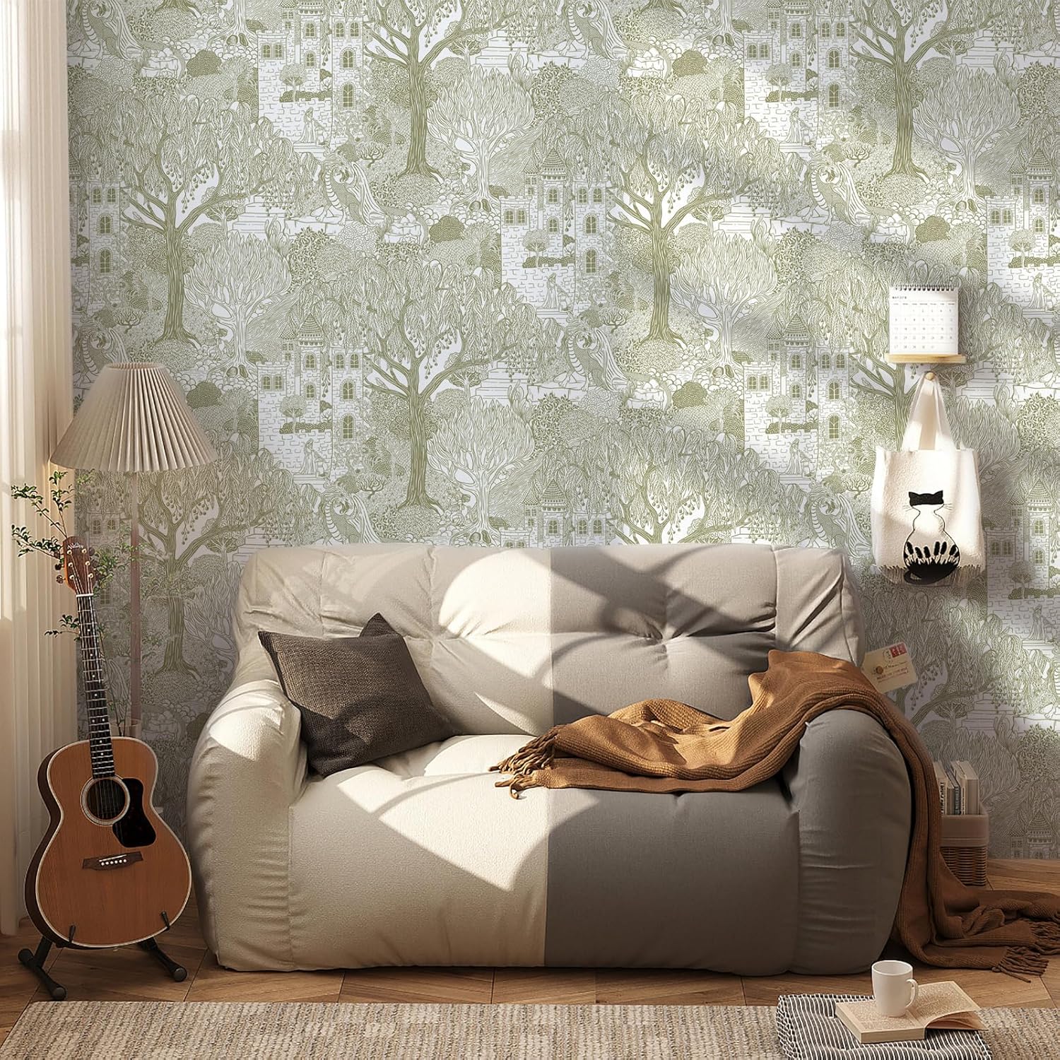 Toile Wallpaper Peel and Stick Neutral Tree Forest Contact Paper 393inL 17.3inW Self Adhesive Removable Fairytale Nursery Wallpaper for Bedroom Castle Cottage Contact Paper for Shelves Walls