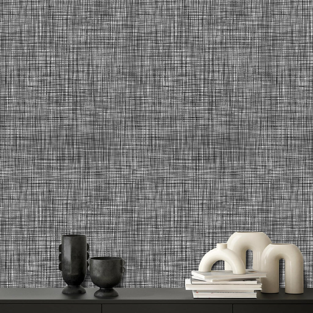 Amiya Beige Peel and Stick Wallpaper Faux Grasscloth Textured Self Adhesive Vinyl Contact Paper Fabric Linen Removable Waterproof Wall Paper for Cabinets Furniture Drawers 17.3"x120"